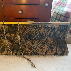 Faux Snakeskin Clutch with chain shoulder strap